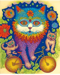 Buy Louis Wain Psychedelic Cat On Albert Hofmann Bicycle Painting Canvas Art Print • 11.84£