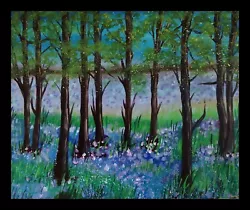 Buy Original Acrylic Painting On Stretched Canvas Impressionist Bluebell Woods Large • 15£