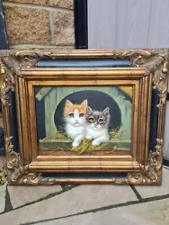 Buy Cat, Kittens Oil Painting With Maxamilist Country House Style Ornate Frame • 75£