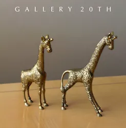 Buy Sweet! Mid Century Brass Giraffe Sculptures! Decorator Accent Vtg 50's Figurine • 255.62£