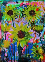 Buy Sunflowers 2014 Original Floral Painting By Contemporary NYC Artist FdlM • 1,574.99£