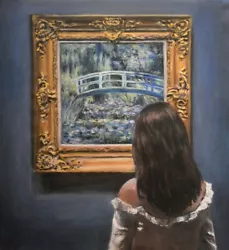 Buy ORIGINAL ESCHA VAN DEN BOGERD Watching Monet - The Water Lily Pond OIL PAINTING • 3,050£