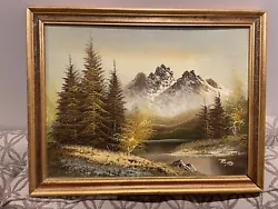 Buy Beautiful Original Misty Mountain Scene Oil Painting Framed Signed Randy • 45£