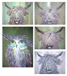 Buy Highland Cow/Owl Acrylic Painting Prints • 40£