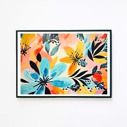 Buy Abstract Botanical Flowers Painting Illustration 7x5 Retro Decor Wall Art Print  • 3.95£