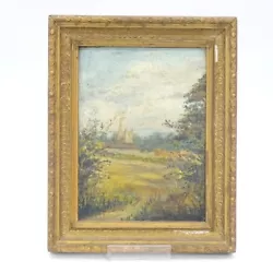 Buy Antique Framed Oil Painting 19th 20th Century Small Landscape Hill With Church • 34.99£