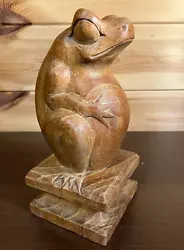 Buy Wooden Frog On Plinth Folk Art Carving • 35£