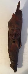 Buy Vintage Folk Art Hand Carved Old Man Face Spirit Tree Branch Redwood Sculpture • 37.21£