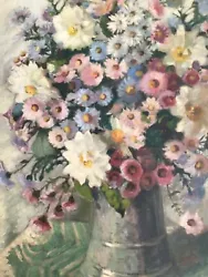 Buy Eileen Izard -Large Still Life Flowers Oil On Canvas -signed -St Ives Listed Art • 350£