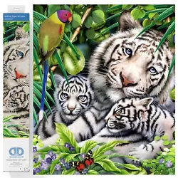 Buy WHITE TIGER & CUBS - Diamond Painting Kit: White Tiger & Cubs - Diamond Dotz • 36.49£