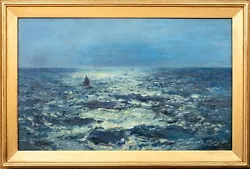 Buy 19th Century Moonlit Coastal Seascape & Ship At Night - HENRY MOORE (1831-1895) • 2,625£