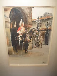 Buy Original Antique 1906 Watercolor Cavalry Or Guardsman On Horse Artist Bogert • 330.75£