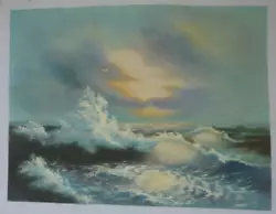 Buy Hand Painted In Oils On Thick Art Canvas With This Lovely Rolling Waves Scene. • 9£