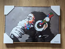 Buy SIGNFORD Banksy Wall Art, DJ Thinking Monkey Framed Canvas 16 X24  • 0.99£