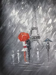 Buy Black White Paris Red Large Oil Painting Canvas Modern Original French Cityscape • 20.95£