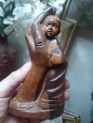 Buy Vintage In The Hand Of God Wooden Carving Figurine Olive Wood 15 Cm • 22£
