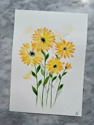 Buy Yellow Flower | Original Painted | Watercolour Painting | Botanical | Signed • 20£