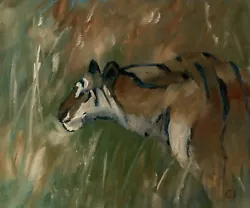 Buy Original Painting Wildlife Tiger  12 X 10 Ins Dorset Artist CHRISTINE INGRAM • 50£