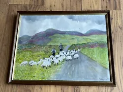 Buy Local Artist Ron Carden, Oil On Canvas Painting, Sheep Herded On Mountain Rd • 40£
