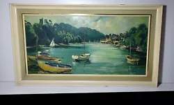 Buy Matt Bruce (1915-2000) Framed 20th C Oil Painting Moored Boats 37.5in X 21in  • 230£