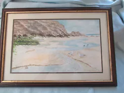 Buy Framed Signed  Valerie Higgins   Original Water Colour Of  Sea Beach Scene • 15£