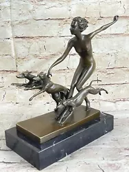Buy Art Deco 1920 Style Nude Diana The Huntress Dogs Bronze Statue Sculpture Artwork • 167.26£
