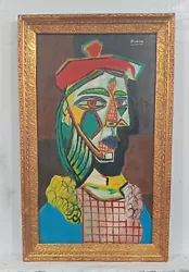 Buy Gorgeous Pablo Picasso Antique Oil On Canvas 1966 With Frame In Golden Leaf Nice • 557.66£