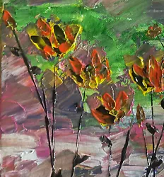 Buy Original Painting 8x8  Abstract Colorful Flowers On Canvas By Lynne Kohler • 29.03£