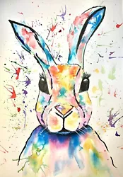 Buy Original Painting Of A Colourful Rabbit / Hare • 16£