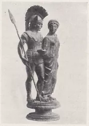 Buy E0875 Set Female Bronze Ashtray Sculpture Of A Warrior And Wife His - 1930 Print • 6.06£