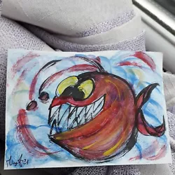 Buy Aceo Original  Sescape Fish , Fantasy , . 1/1 Unico  Painting Acrilyc Handmade  • 2.10£