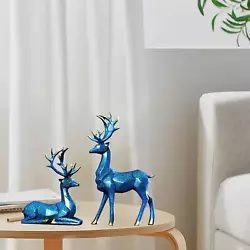 Buy 2 Pieces Nordic Deer Statue Reindeer Figurines Handmade For Bookshelf Decor • 15.20£