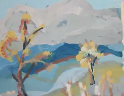 Buy Vintage Gouache Painting Expressionist Landscape Mountain • 62.06£