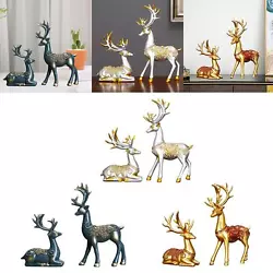 Buy Resin Nordic Reindeer Statue Elk Couple Sculpture Bookcase Figurine Ornament • 16.01£