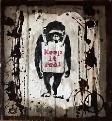 Buy Banksy Monkey Coffee Art Painting On A Wooden Pallet Street Artist Wayne Wright • 200£