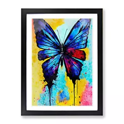 Buy Butterfly With Dripping Paint No.3 Wall Art Print Framed Canvas Picture Poster • 24.95£