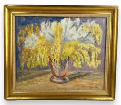 Buy Antique Oil Painting In Gold Wood Frame Flowers In Vase Oil On Canvas Signed • 165.37£