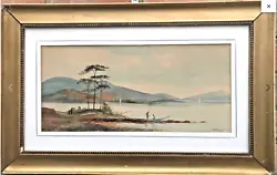 Buy Antique Original Oil & Watercolour Painting Boats People Landscape 60cm Signed • 32.90£
