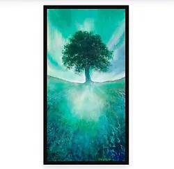 Buy NEW - Emerald Auroras Sycamore Gap-  Framed Original Painting - By J Taylor • 875£