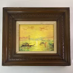 Buy Vintage Traditional Chinese Asian Fishing Boat Coastal City Framed Painting  • 95.09£