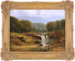 Buy Angler By A Waterfall Antique Oil Painting Edmund 'Waterfall' Gill (1820-1894) • 136£