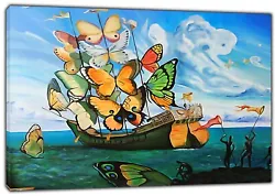 Buy Salvador Dali Ship Butterfly Paint Picture  Print On  Framed  Canvas Wall Art • 21.99£