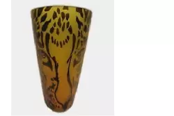 Buy Correia Glass       Amber And Black Leopard Face   Vase           8589 LA • 899.87£