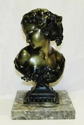 Buy Women's Grape Bust Statue Bronze Patina Antique Sculpture Hate Style • 298.91£
