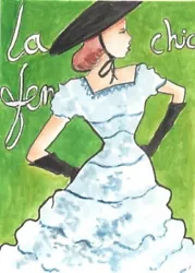 Buy  LA FEMME CHIC COVER 1948  ACEO Watercolour Painting Vintage Fashion • 4£