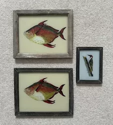 Buy Glass Painting (fish, Bird) - 3 Paintings In Traditional Reverse Glass Method • 49£