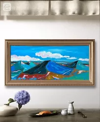 Buy Bob Ross Style Oil Mountains Painting Large Art Tree Landscape Acrylics Art • 315£