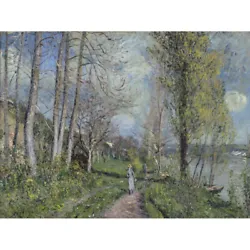 Buy Alfred Sisley Banks Of The Seine At By Painting Canvas Wall Art Print Poster • 12.99£