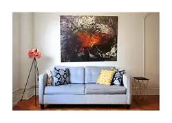 Buy Large Original Oil Painting Red Star Burst Yves Corbassiere New York 1964 • 325£