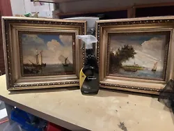 Buy Pair Of Oil Painting Sail Boat Ships On Board (Bottle Is For Scale Reference ) • 100£